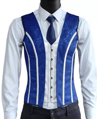 Corset Vest Men Steel Boned Waist Trainer Tummy Control Cadual Formal Vest by Elaf
